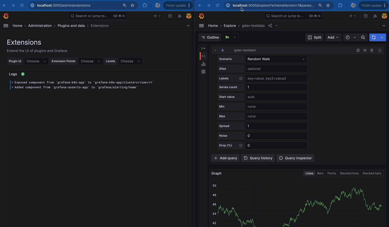 Use log debugging while developing your extension.