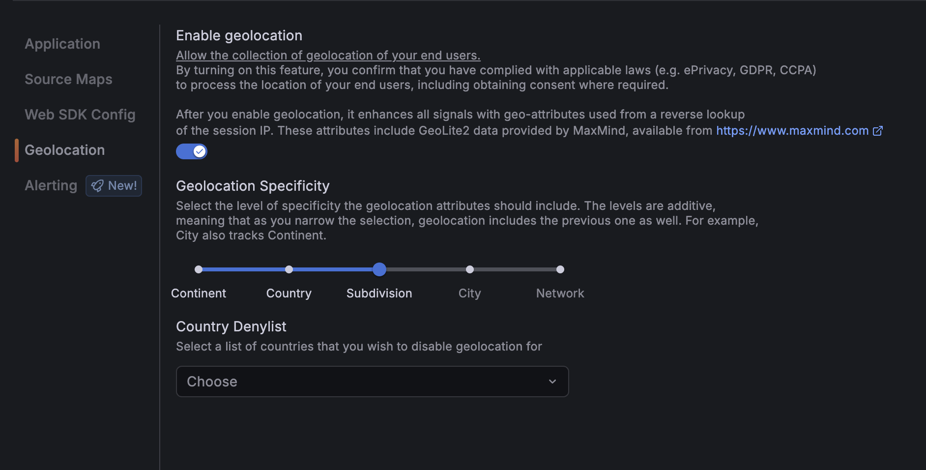 Geolocation Settings