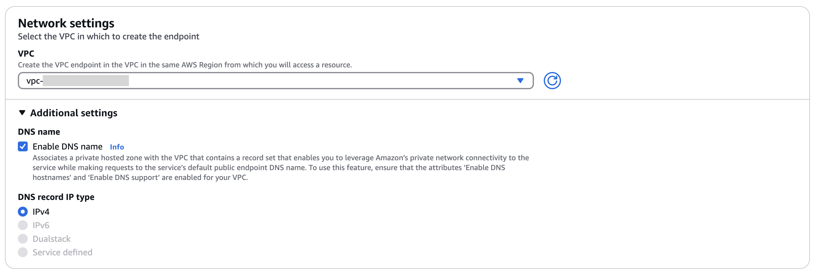Check &ldquo;Enable DNS name&rdquo;