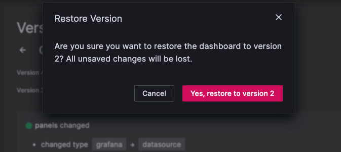 Restore dashboard version