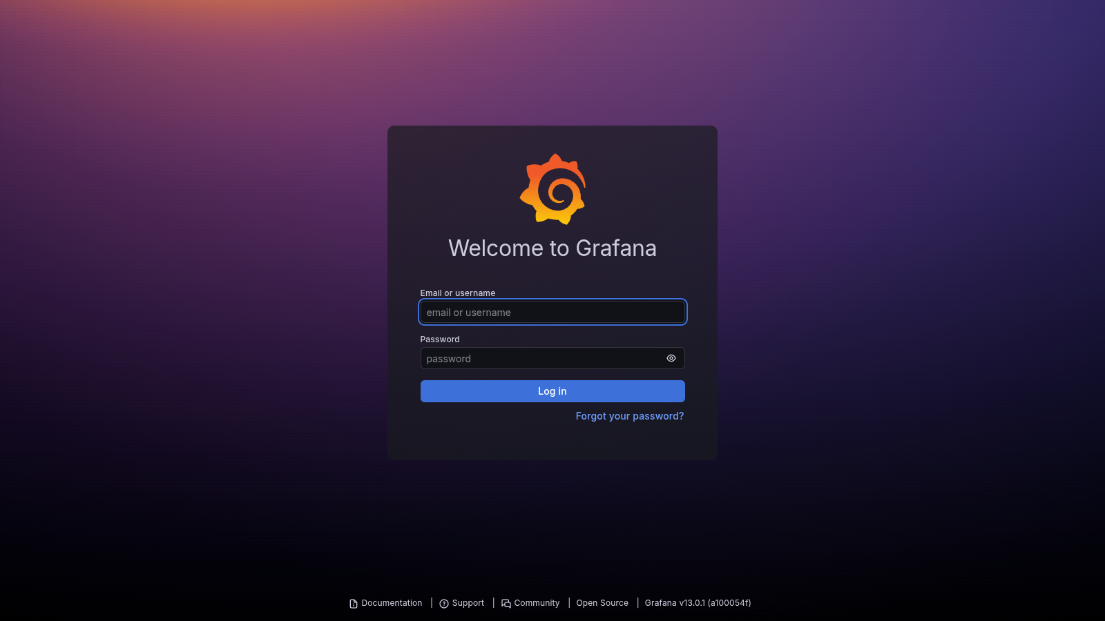 Grafana login page with interactive callouts highlighting customizable branding elements