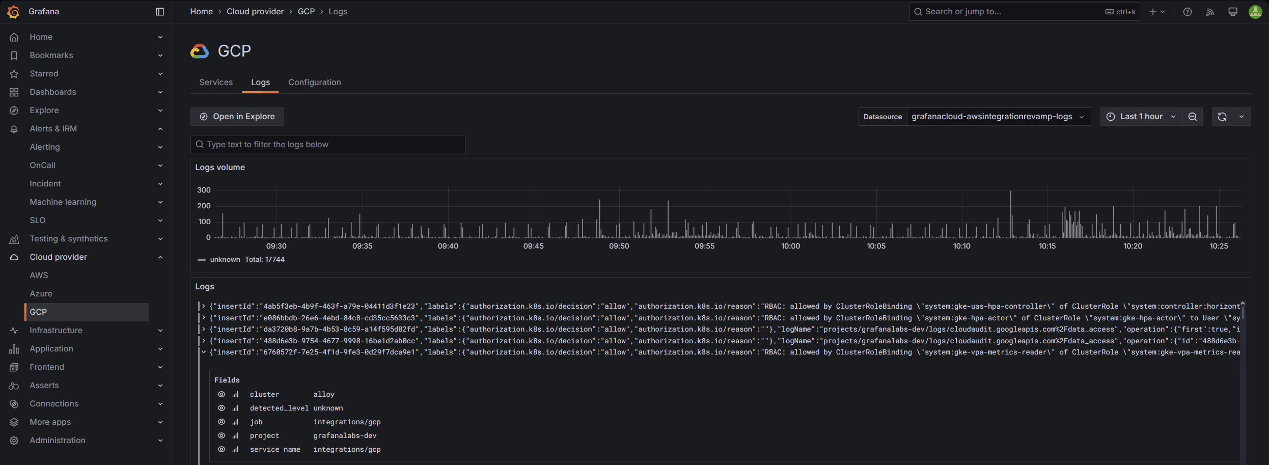 Log monitoring in Google Cloud Observability