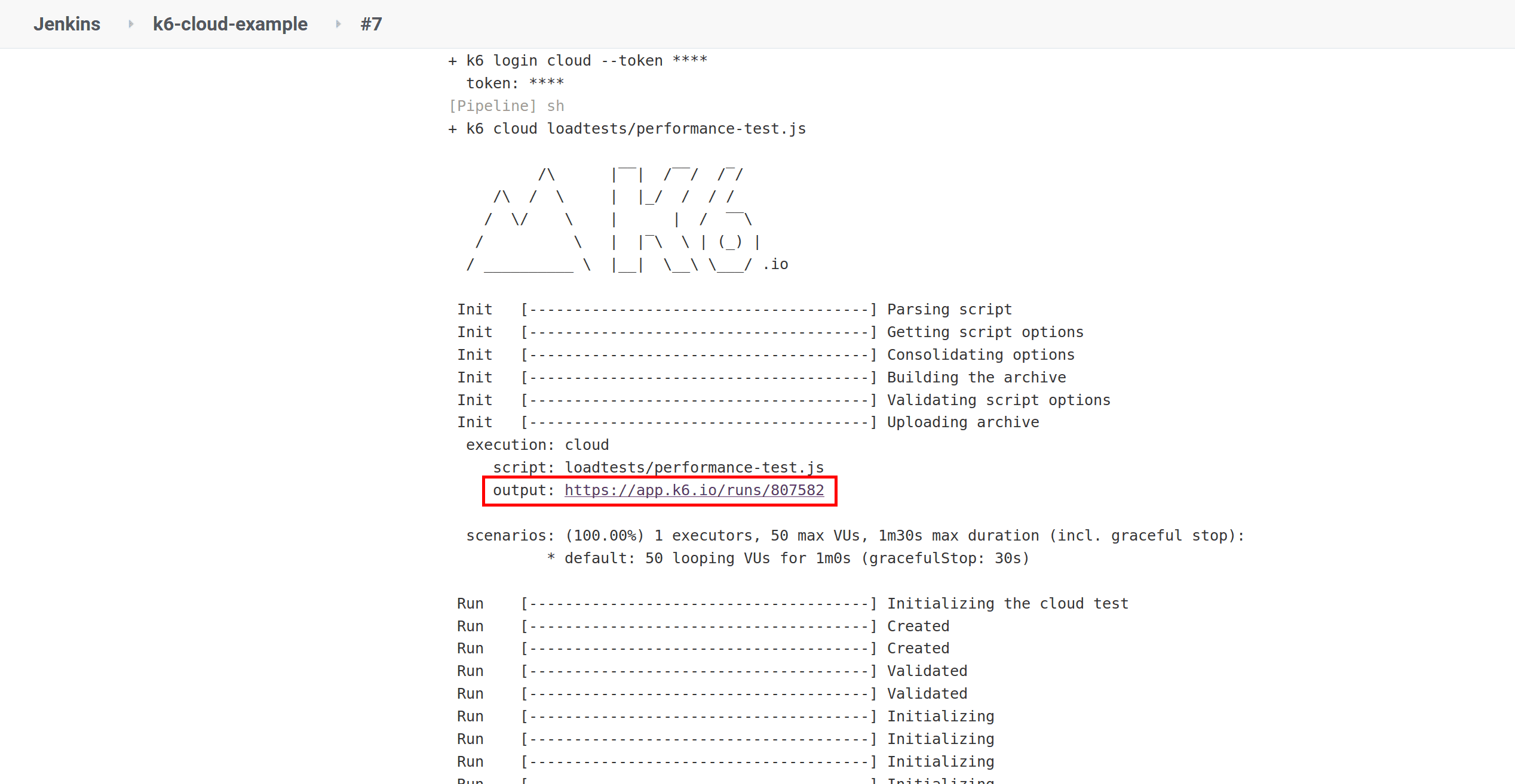Jenkins test output