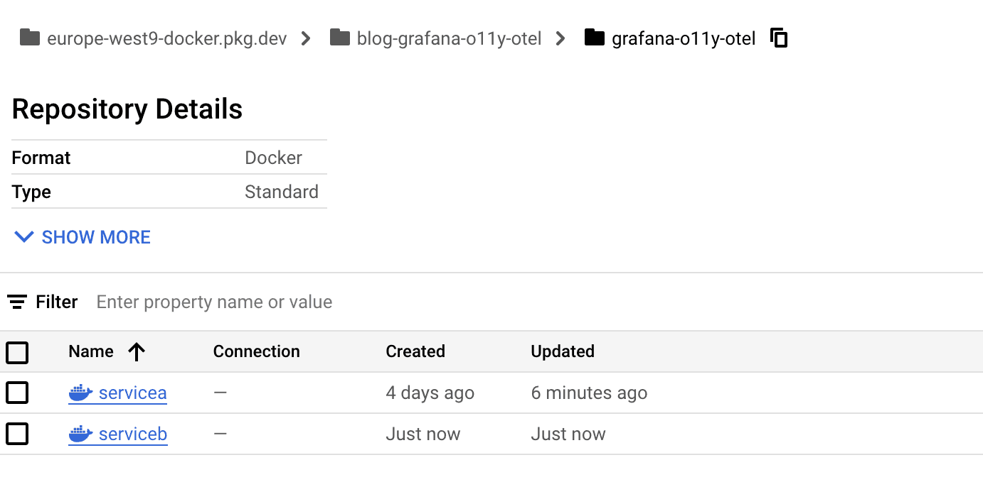 A screenshot of the GCP UI.