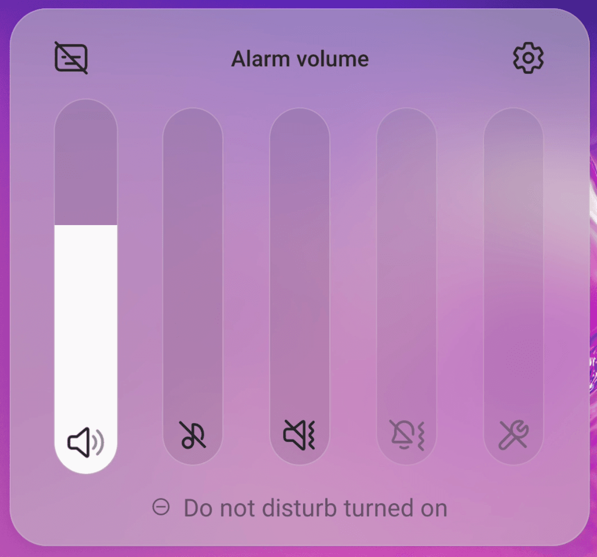 A screenshot of the alarm volume channel.