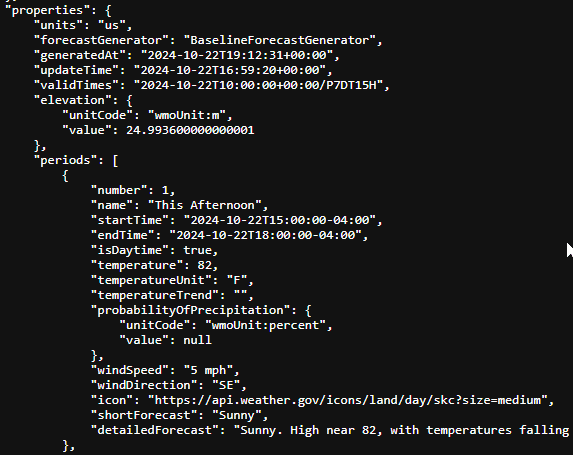 A screenshot of raw JSON data.
