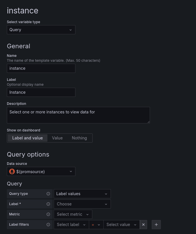 A screenshot of a query variable.
