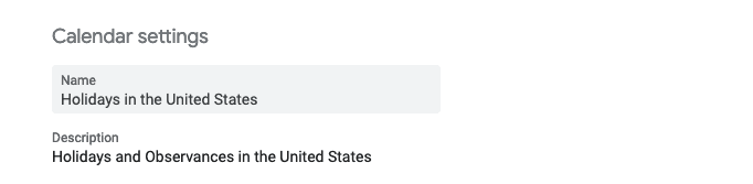 UI for adding US Public Holidays iCalendar from Google