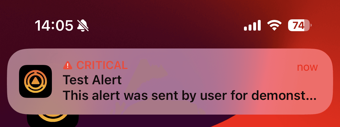 An OnCall mobile alert on iOS.