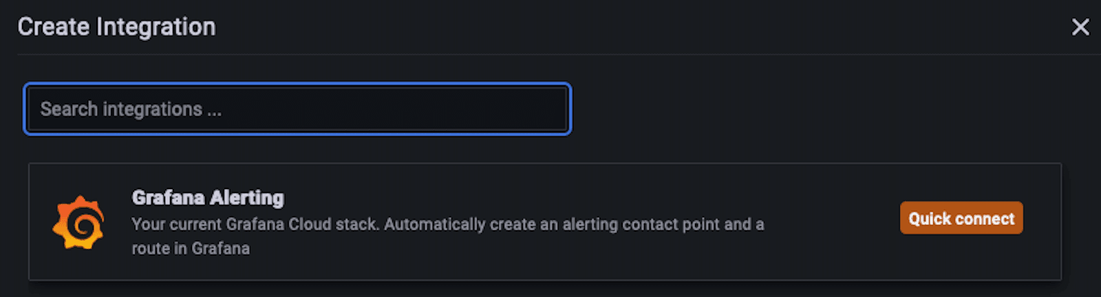 A screenshot of the Create Integration window in Grafana OnCall.