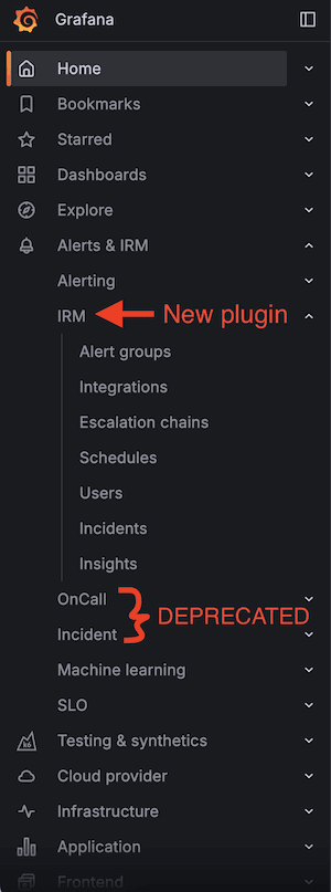 Grafana Cloud IRM navigation update