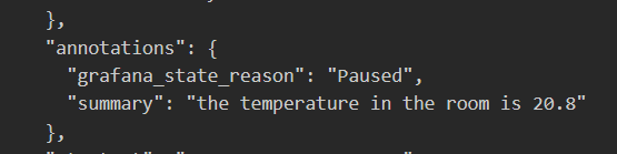 A screenshot of the annotation detail in the payload of a firing alert notification.