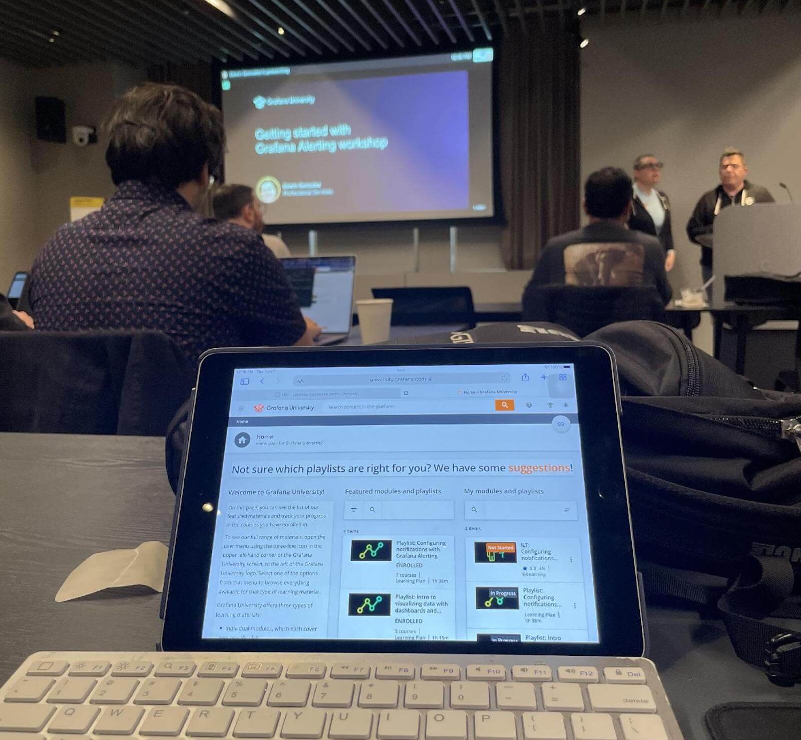 An image from an ObservabilityCon workshop from an attendee's perspective