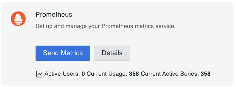 Screenshot of Prometheus data source button in Cloud Portal