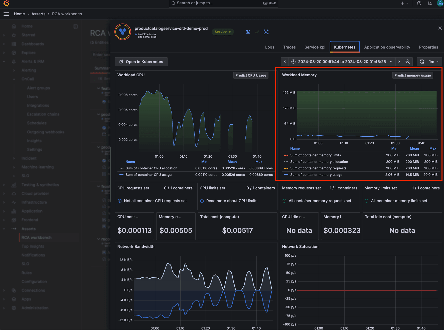 Kubernetes Monitoring dashboard in Grafana Cloud with Asserts