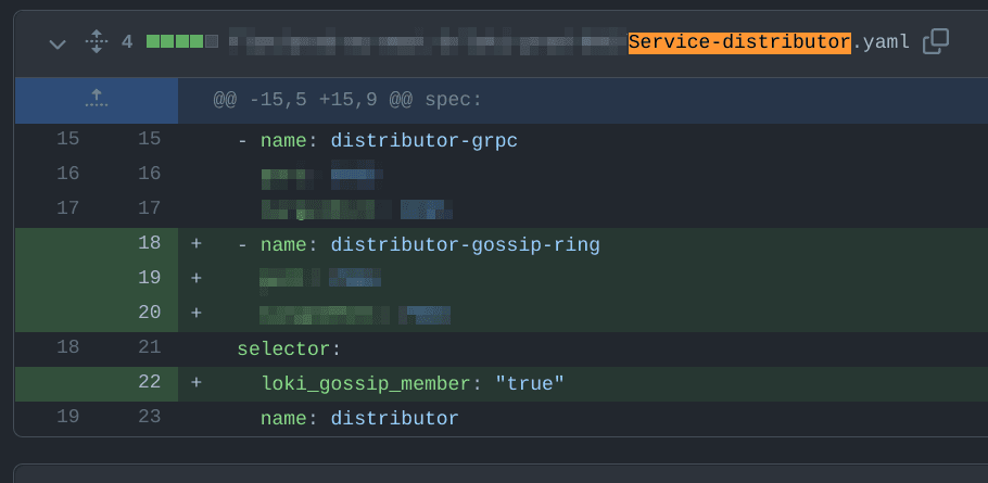 Code adding the Kubernetes label selector.
