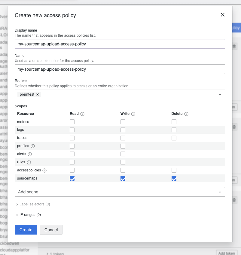 Faro source map scopes selected
