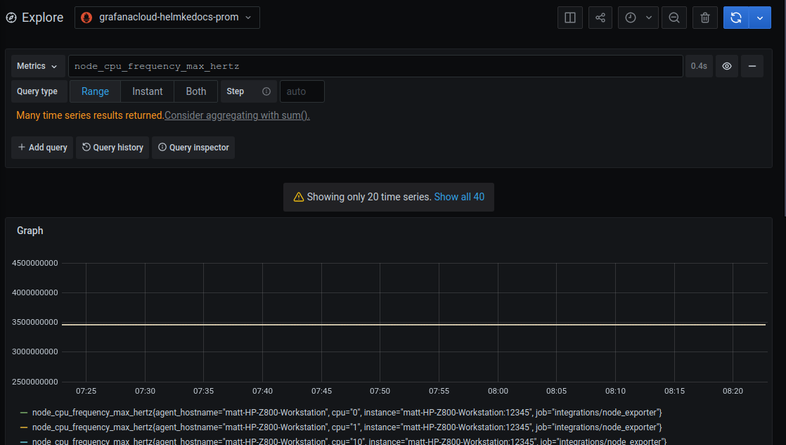 The Grafana Explore page